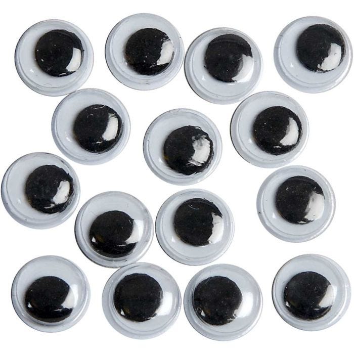 Liikkuvat Silmät, liimattavat, halk. 8 mm, 40 kpl/ 1 pkt