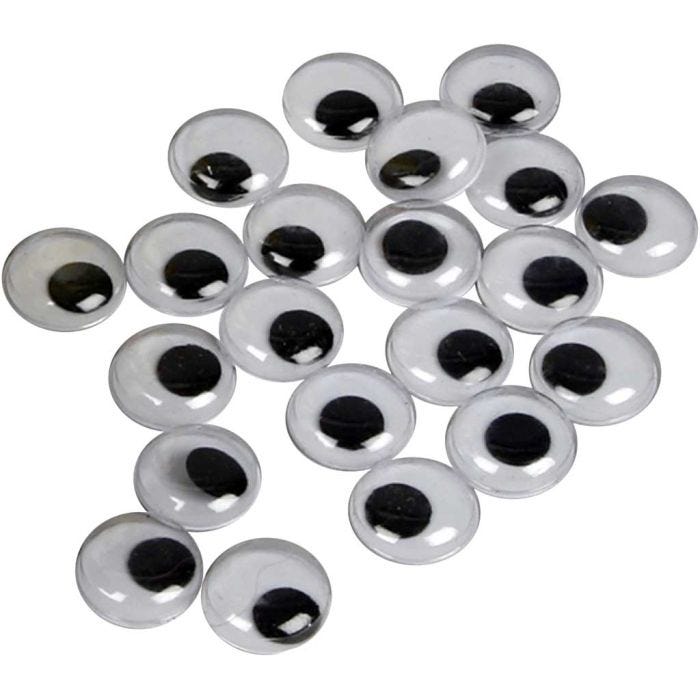 Liikkuvat Silmät, liimattavat, 14 mm, 30kpl/ 1 pkt
