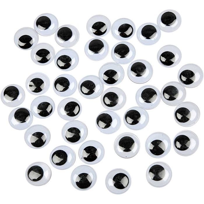 Liikkuvat Silmät, liimattavat, 20 mm, 500kpl/ 1 pkt