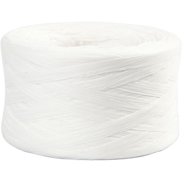 Raffia- Paperinaru, Lev: 7-8 mm, valkoinen, 100 m/ 1 rll