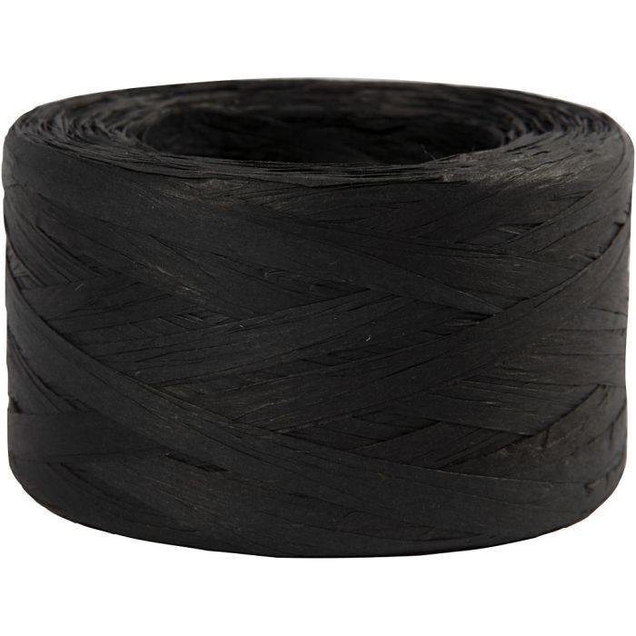 Raffia- Paperinaru, Lev: 7-8 mm, musta, 100 m/ 1 rll