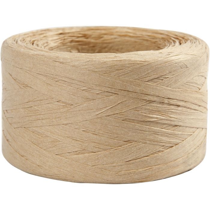 Raffia- Paperinaru, Lev: 7-8 mm, hiekka, 100 m/ 1 rll