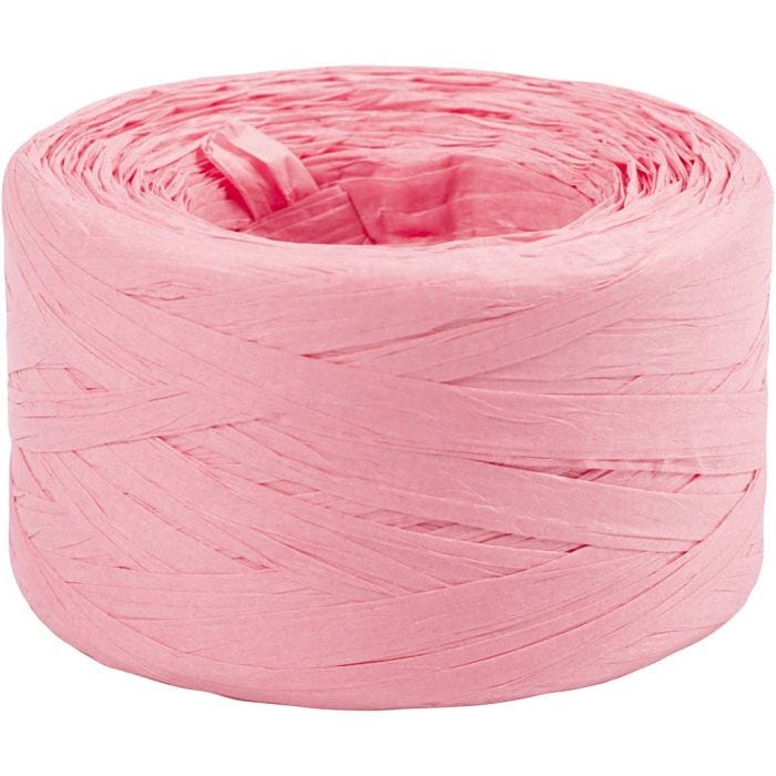 Raffia- Paperinaru, Lev: 7-8 mm, vaaleanrosa, 100 m/ 1 rll