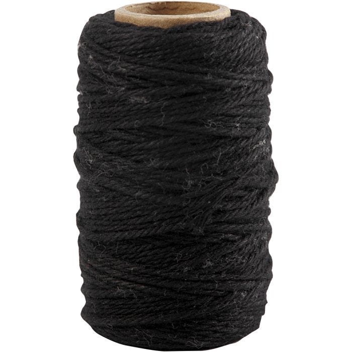 Puuvillanyöri, 1,1 mm, musta, 50m/ 1 rll