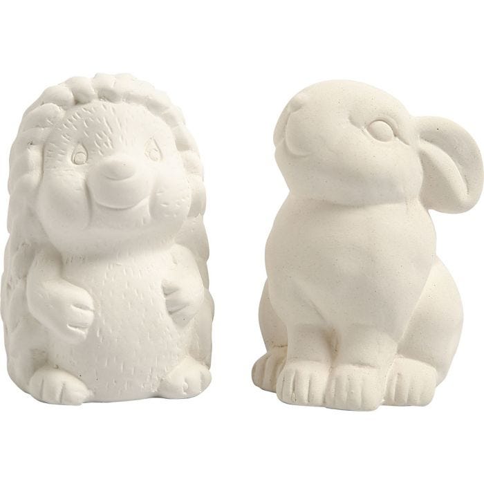 Säästölippaat, Siili ja jänis, Kork. 10 cm, valkoinen, 2 kpl/ 1 pkt
