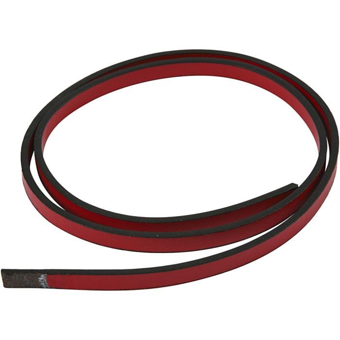 Keinonahkanauha, Lev: 10 mm, paksuus 3 mm, punainen, 1m/ 1 pkt