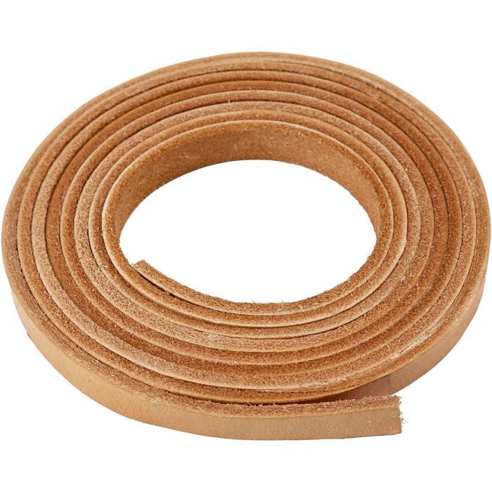 Nahkanauha, Lev: 10 mm, paksuus 3 mm, luonnonrusk., 2 m/ 1 pkt