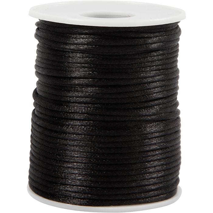 Satiininyöri, paksuus 2 mm, musta, 50 m/ 1 rll