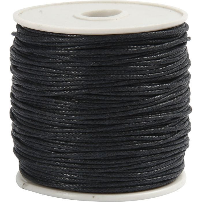 Puuvillanyöri, paksuus 1 mm, musta, 40 m/ 1 rll