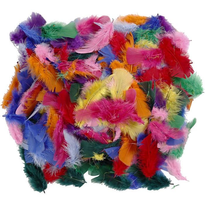 Höyhenet, koko 7-8 cm, värilajitelma, 50 g/ 1 pkt