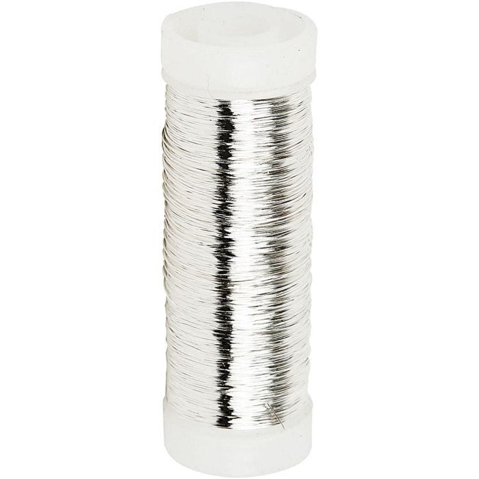 Metallilanka, paksuus 0,2 mm, hopeanväriset, 50 g, 110 m/ 1 rll