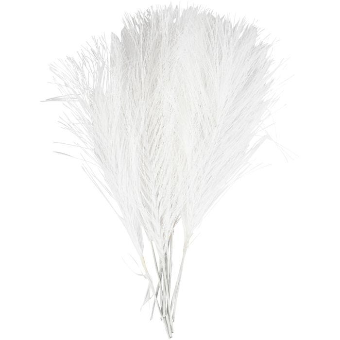 Keinotekoiset höyhenet, Pit. 15 cm, Lev: 8 cm, valkoinen, 10 kpl/ 1 pkt