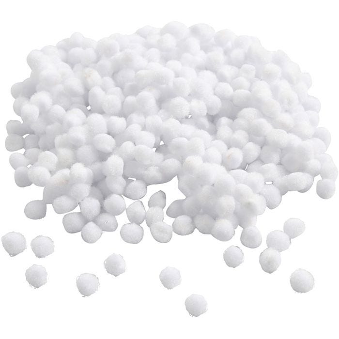 Pompomit, halk. 5 mm, valkoinen, 550 kpl/ 1 pkt