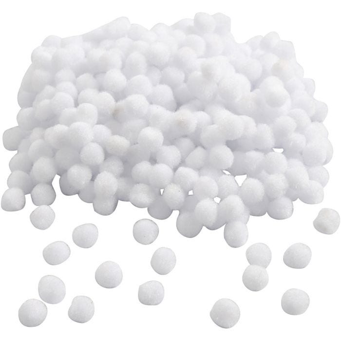 Pompomit, halk. 10 mm, valkoinen, 450 kpl/ 1 pkt