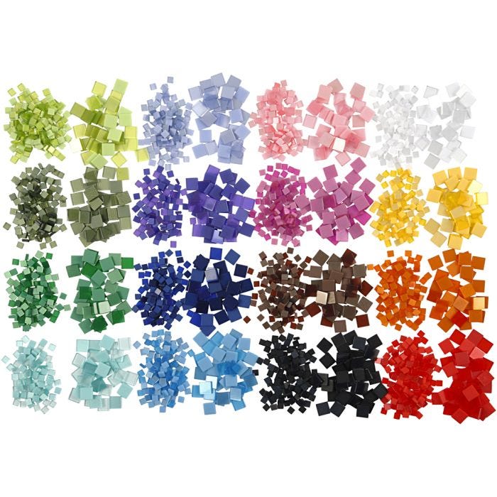 Minimosaiikit, koko 5x5+10x10 mm, paksuus 2 mm, 32x25 g/ 1 pkt