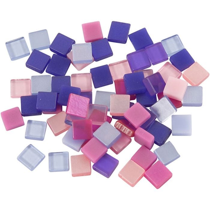 Minimosaiikit, koko 5x5 mm, paksuus 2 mm, violetti/tummanvioletti, 25 g/ 1 pkt