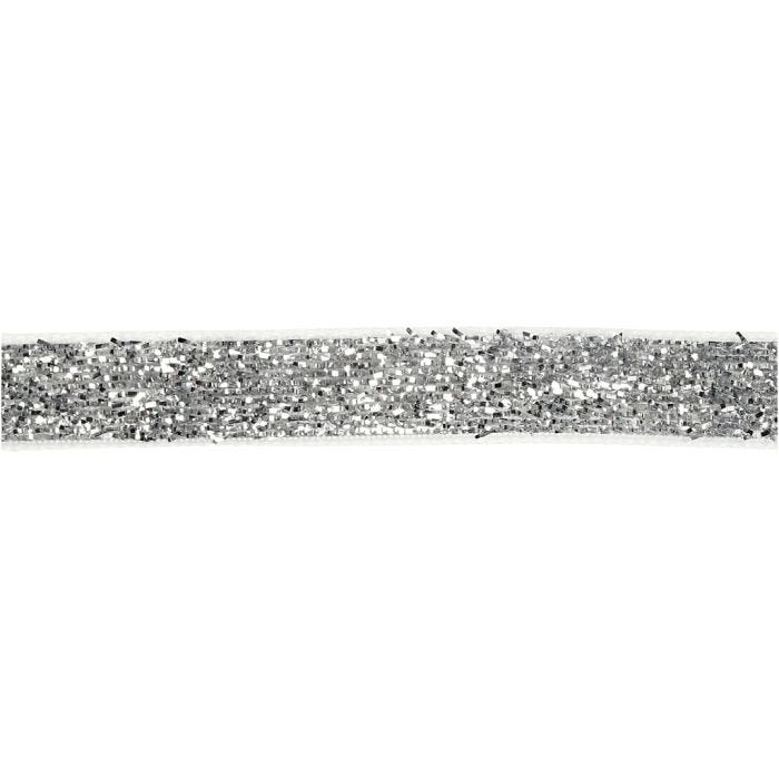 Koristenauha, Lev: 10 mm, hopea, 5 m/ 1 rll