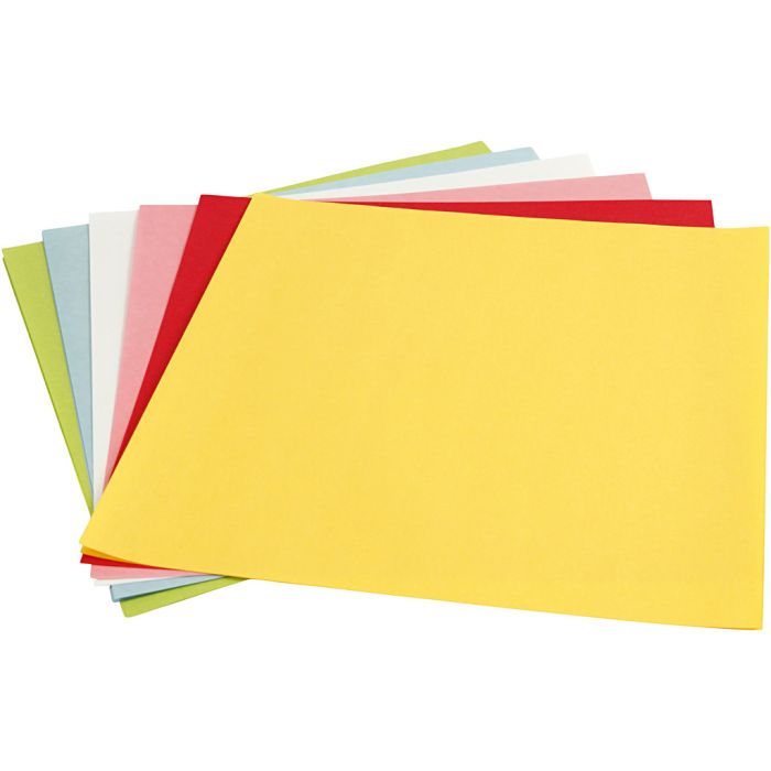 Ohut paperi, arkki 30x30 cm, 80 g, perusvärilajitelma, 12 ark/ 1 pkt