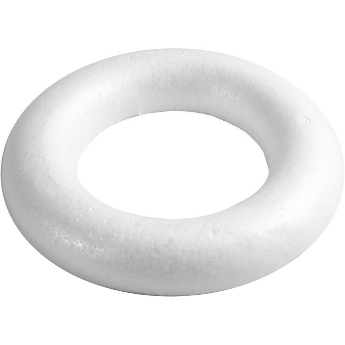 Styroxrengas, 25 cm, 30 mm, valkoinen, 1 kpl