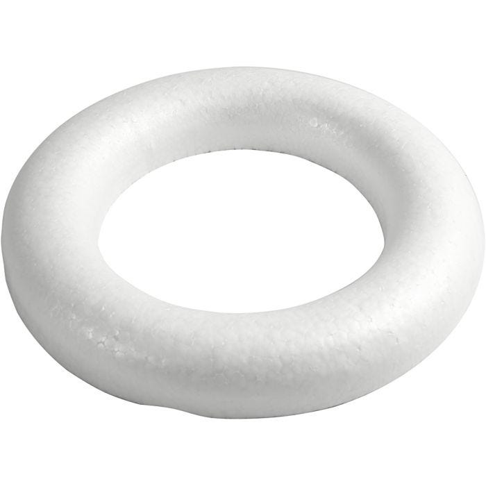 Styroxrengas, koko 30 cm, paksuus 40 mm, valkoinen, 1 kpl