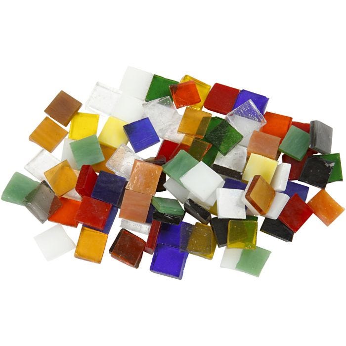 Lasimosaiikit, koko 10x10 mm, paksuus 3 mm, 454 g/ 1 pkt
