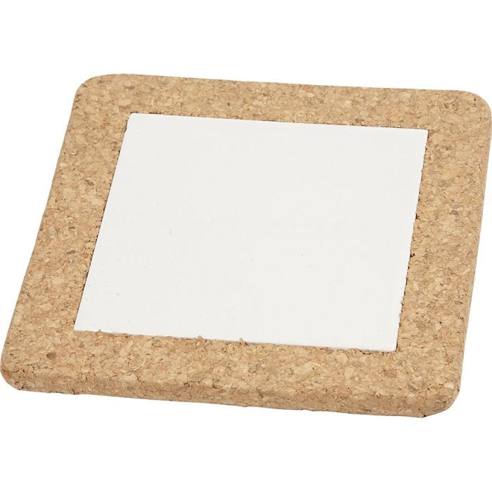 Pannunaluset korkkikehyksin, koko 15,5x15,5x1 cm, valkoinen, 10 kpl/ 1 pkt