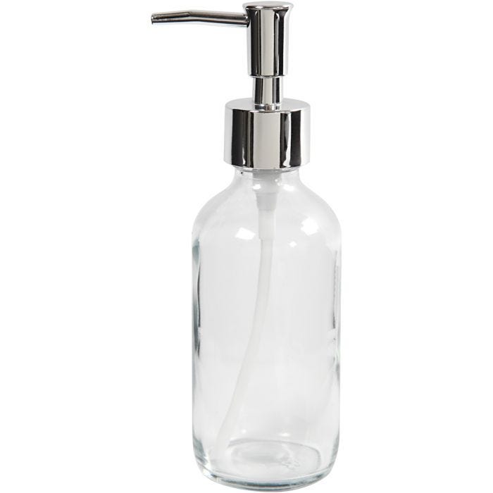 Saippua-annostelija, Kork. 19,3 cm, halk. 6,3 cm, 230 ml, läpinäkyvä, 1 kpl