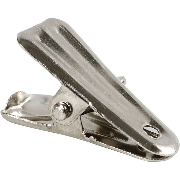 Metalliklipsi, Pit. 27 mm, Lev: 14 mm, hopea, 10 kpl/ 1 pkt