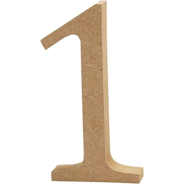 MDF-numero, 1, 8 cm, 1,5 cm, 1 kpl