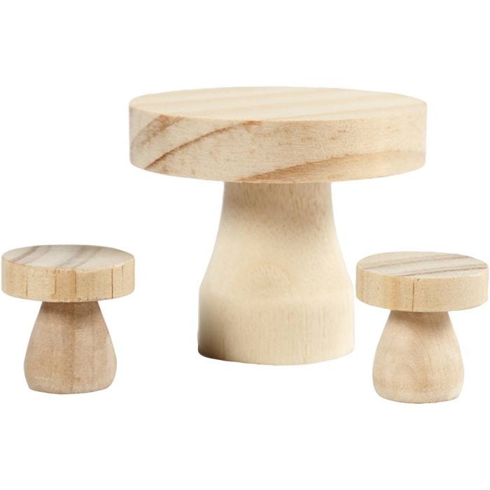 Sienipöytä ja -tuolit, 2,5x2,5 cm, 1 set