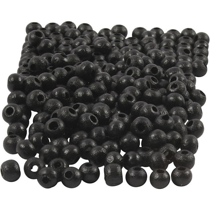 Puuhelmet, 5 mm, 1,5 mm, musta, 6g/ 1 pkt