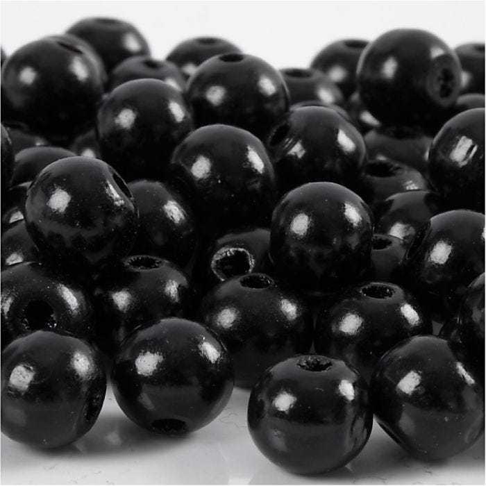Puuhelmet, 10 mm, 3 mm, musta, 20g/ 1 pkt