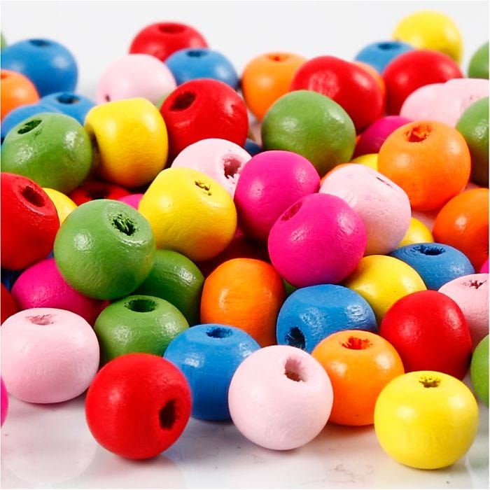 Puuhelmet, halk. 8 mm, aukon koko 1,5-2 mm, värilajitelma, 16 g/ 1 pkt