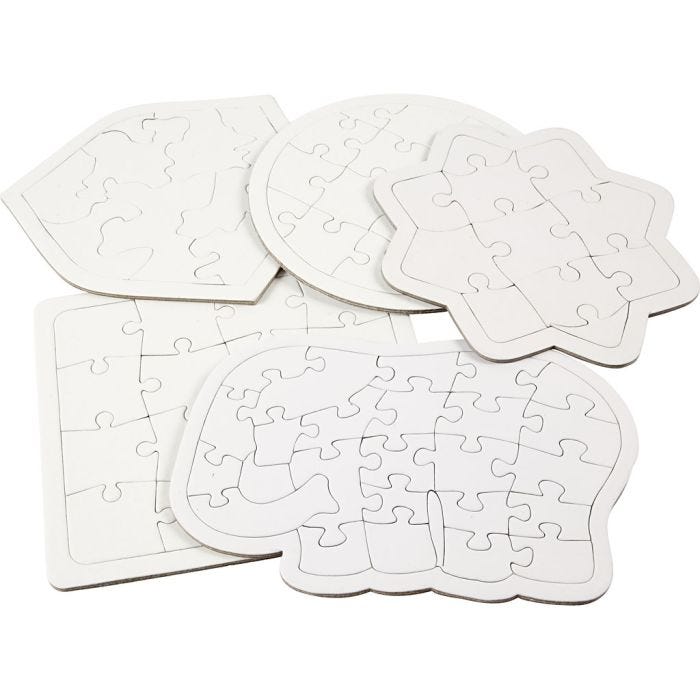 Palapeli, koko 17-21 cm, valkoinen, 10 kpl/ 1 pkt