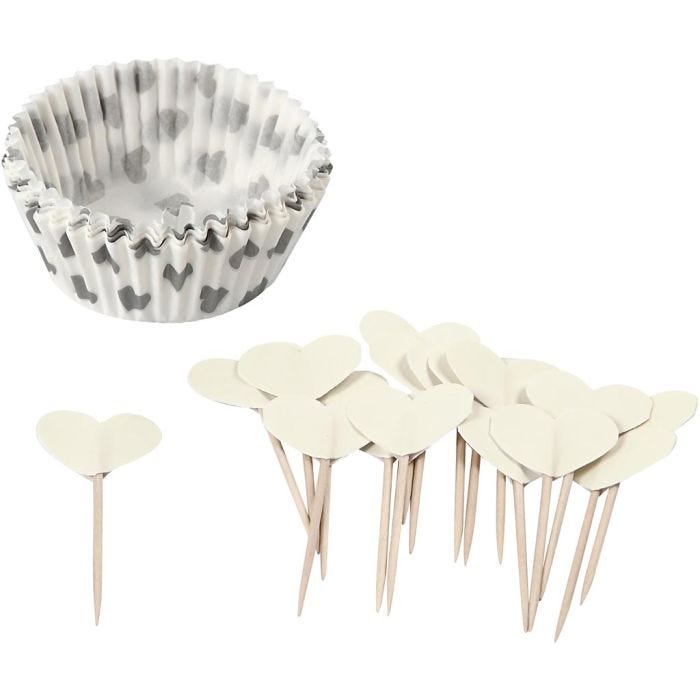 Muffinsivuoat, Kork. 3 cm, halk. 5 cm, 40 g, luonnonvalkonen, 24 set/ 1 pkt