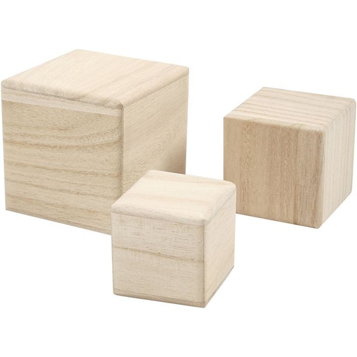 Puukuutiot, koko 5+6+8 cm, 3 kpl/ 1 pkt