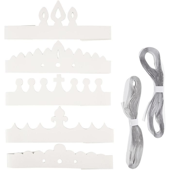 Kruunut, Kork. 10-16,5 cm, Pit. 60 cm, valkoinen, 50 kpl/ 1 pkt
