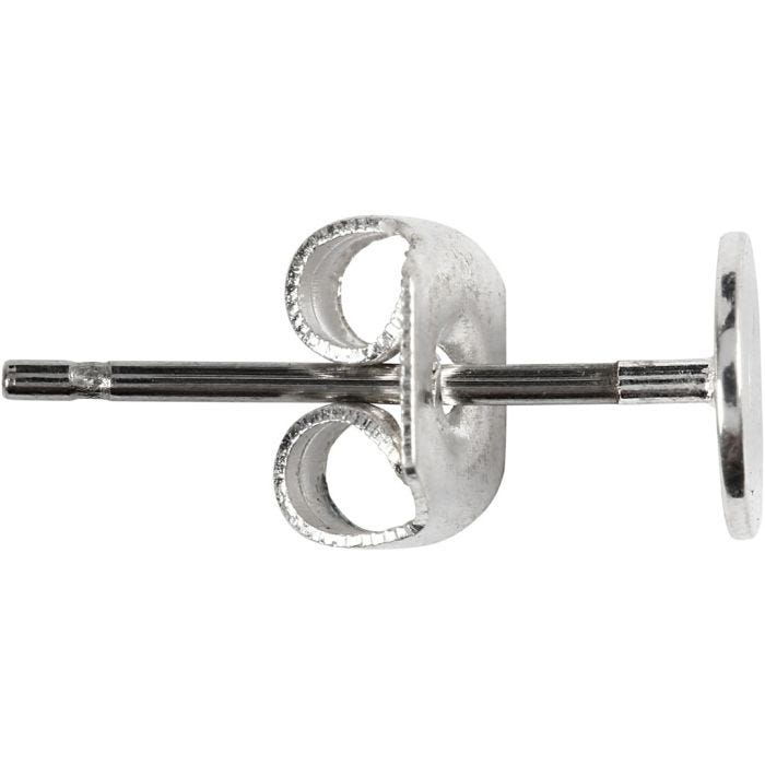 Nappikorvakorut, Pit. 13 mm, hopeanväriset, 100 kpl/ 1 pkt