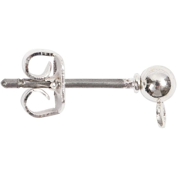 Korvanappi, Pit. 13 mm, halk. 3,8 mm, aukon koko 0,8 mm, hopeanväriset, 10 kpl/ 1 pkt