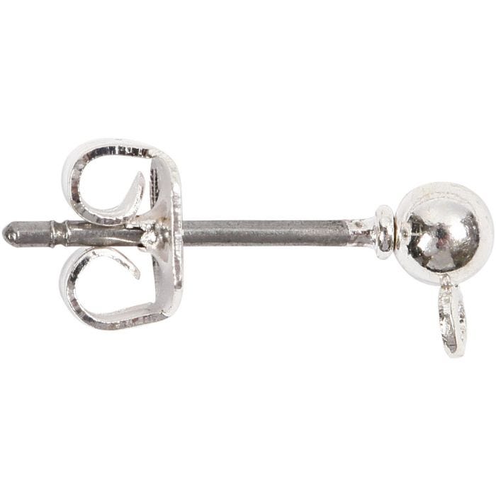 Korvanappi, Pit. 13 mm, hopeanväriset, 100 kpl/ 1 pkt