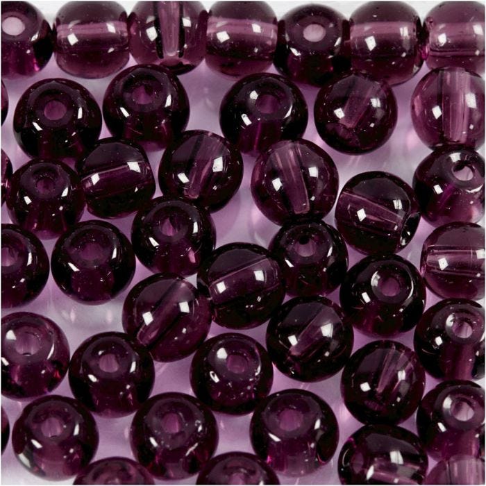 Lasihelmet, halk. 4 mm, aukon koko 1 mm, violetti, 45kpl/ 1 pkt
