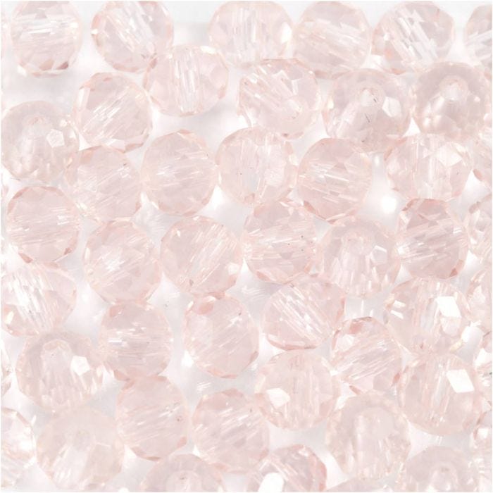 Lasihelmet, halk. 4 mm, aukon koko 1 mm, vaaleanrosa, 45kpl/ 1 pkt