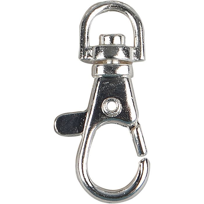 Karabiinilukko, Kork. 3,7 cm, Lev: 1,4 cm, halk. 37 mm, hopeanväriset, 15 kpl/ 1 pkt