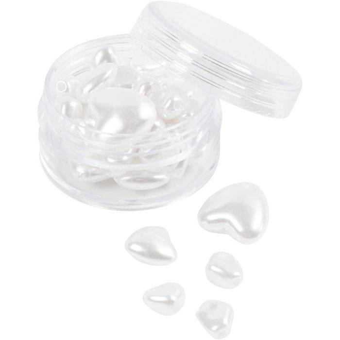 Vahahelmet, Sydämet, halk. 7-13 mm, aukon koko 1,3-1,5 mm, helmiäinen, 32 kpl/ 1 pkt