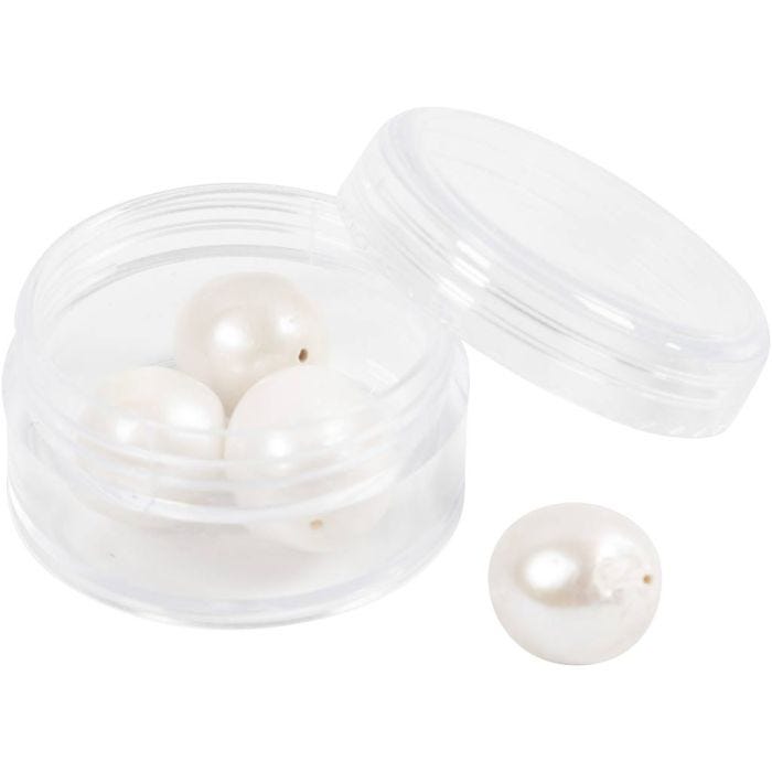 Makeanvedenhelmet, Rei'itetty pitkittäissuunnassa, halk. 13-14 mm, aukon koko 0,8 mm, helmiäinen, 4 kpl/ 1 pkt