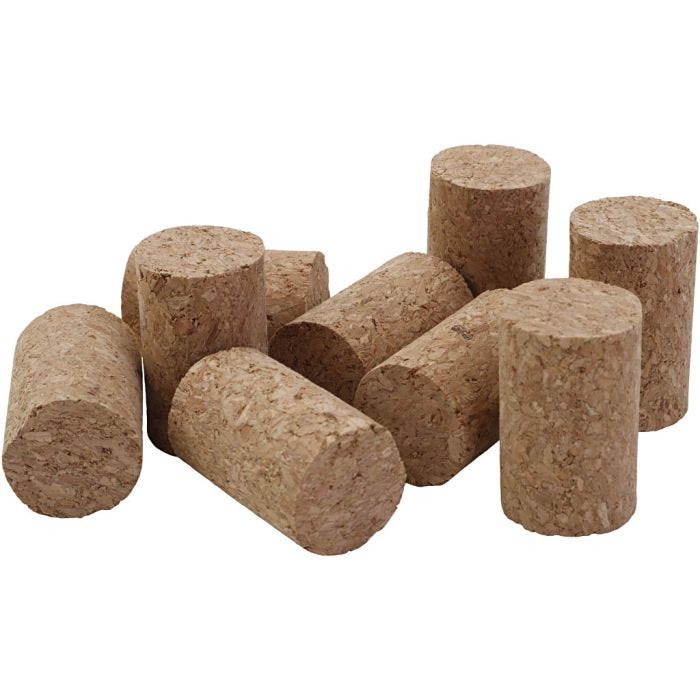 Korkit, Kork. 4 cm, halk. 2.5 cm, koko 4x2,5 cm, 50 kpl/ 1 pkt