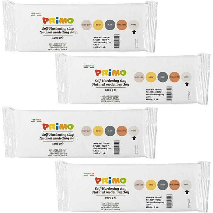 Itsekovettuva Savi, valkoinen, 4x1000 g/ 1 pkt