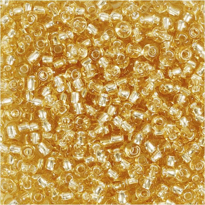 Rocaille-siemenhelmet, halk. 3 mm, koko 8/0, aukon koko 0,6-1,0 mm, kulta, 25 g/ 1 pkt