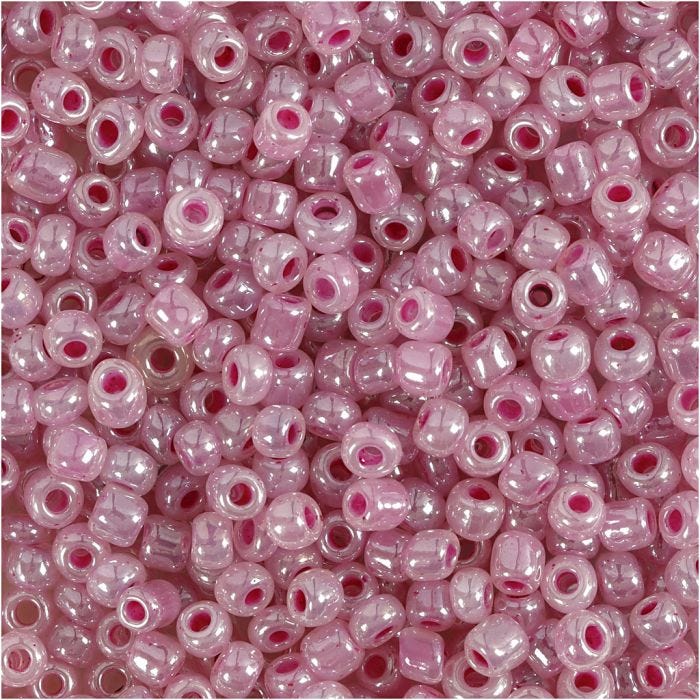 Rocaille-siemenhelmet, halk. 3 mm, koko 8/0, aukon koko 0,6-1,0 mm, pinkki, 25 g/ 1 pkt