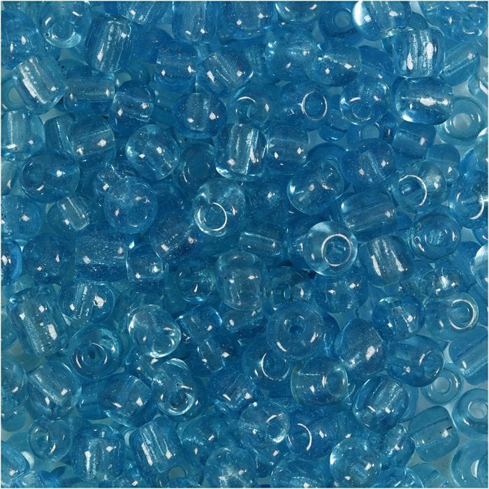 Rocaille-siemenhelmet, halk. 4 mm, koko 6/0, aukon koko 0,9-1,2 mm, kirkas turkoosi, 25 g/ 1 pkt